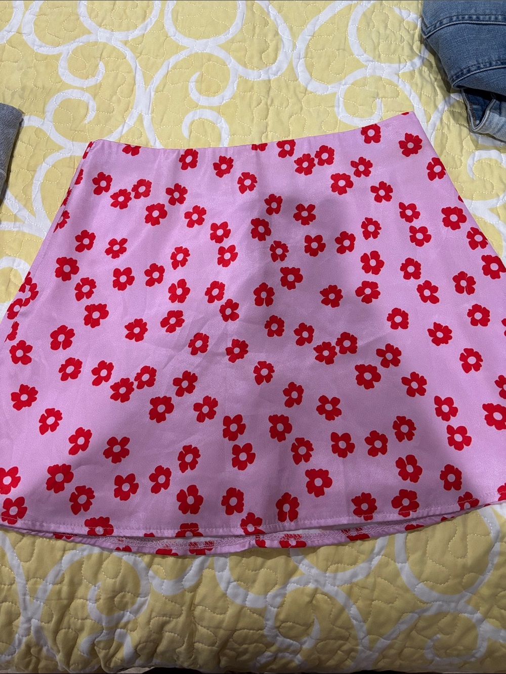 Princess Polly Pink Mini Skirt with Red Floral Print